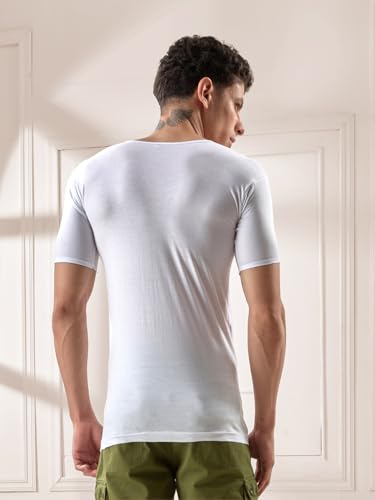 LUX VENUS Herren Solid Regular Fit Weste, Weiß, 46 – Ansicht 2