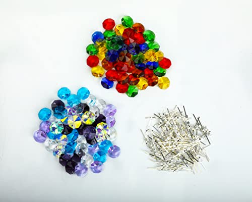 H&D 100Pcs Multi Color Crystal Glass 14Mm Octagon Chandelier Beads For Wedding Home Decor #TOP1