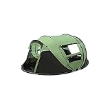 キャンプ テント大型5-8人用ファミリーキャンプテント3-4人用 自動ポップアップキャンプテント、小型3人用ビーチキャンプ折りたたみテント、ピクニック 登山 アウトドア 、旅行や災害対策に最新 テント ワンタッチ（アーミーグリーン-250×150×110cm）