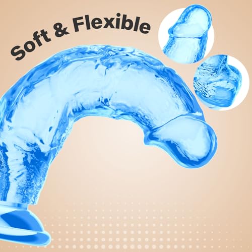 Image of 6.7 Inch Realistic Blue Dildo, Soft Flexible Lifelike Penis