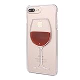 Rihan 3D Design Flowing Liquid Red Wine Transparent Plastic Case for iPhone 7 plus and iPhone (wine glass)