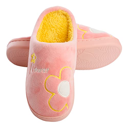 Zapatillas de Estar por Casa para Mujer Antideslizantes Pantuflas cálidos de Invierno Ligeras y Cómodas para Exteriores y Interiores- Flor Rosa Cover