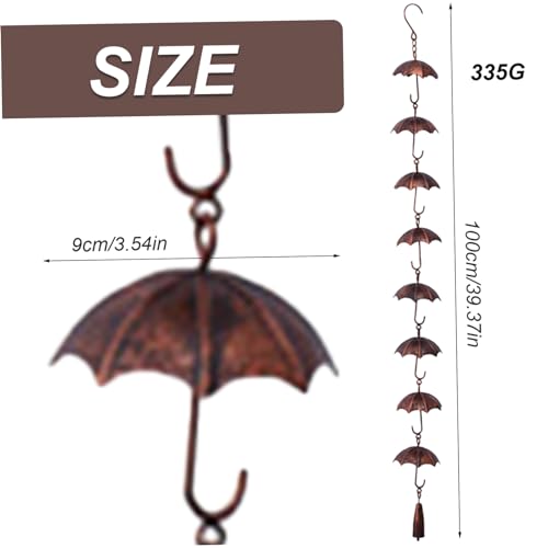 Buiten hangende regenkettingen, 39 Inch Long Rain Catcher Chain, Outdoor Rain Catcher Metal Chain, 8 Umbrella Cups Rain Chains for Outside Downspout Decorations - Afbeelding 3
