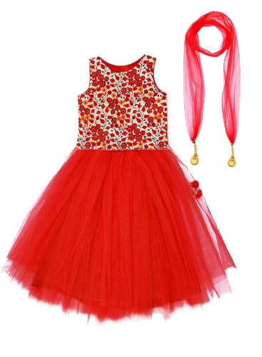 Image of A.T.U.N. (ALL THINGS UBER NICE) Girls Synthetic Readymade Lucknow Mosaic Embroidered Three Piece Tutu Lehenga Set | Ethnic Wear Clothing Set for Festival Occasions