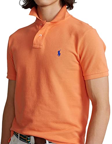 Image of POLO RALPH LAUREN Men Custom Fit Mesh Pony Logo Shirt (XXL, PeachOrange)