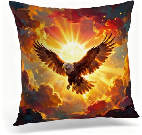 Coussin Carré Lin Impression Recto Verso Motif Aigle Sauvage - 2