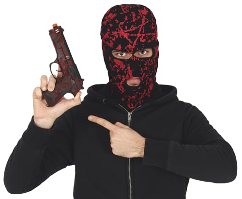 FIESTAS GUIRCA | Pistola Ensangrentada de Juguete (22 cm) - Arma Falsa para Disfraces de Policías, Militares y Ladrones - Accesorio de Halloween, Carnaval y Fiestas de Disfraces - Negro