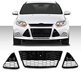 PIT66 3PCS Front Bumper Lower Grille Cover With Triangle, Compatible With Ford Focus 2012 2013 2014 Honeycomb Mesh Grill (Fits Only 'S' & 'SE' Models, NOT Fit Electric & ST Models)