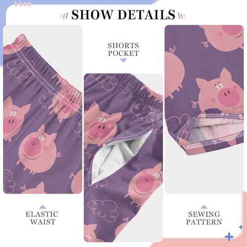 Lovely Pig Cloud Boys Long Pants Soft Trousers Elastic Waist Kids Lounge Bottoms with Pockets S-XL4