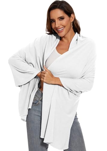 PIQIDIG Women's UPF 50+ Scarf Shawl Wrap Shawl Sun Protection Cooling Cover Up for Travel Beach Solid White