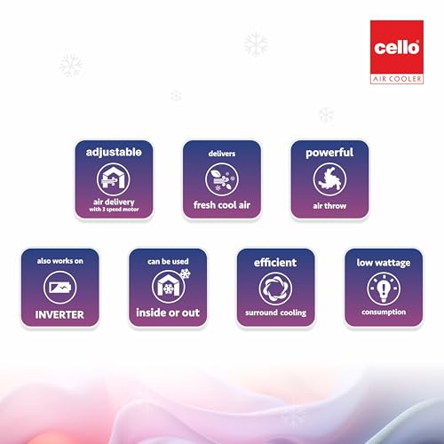 Image of CELLO Gem 35 Litres Heavy Duty Vertical Commercial Air Cooler | High-Density Honeycomb Cooling Pads, Auto-Fill Water Technology, Powerful Air Flow | Long Life Air Cooler For Office & Personal Use