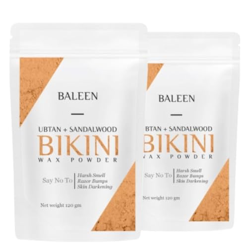 Image of BALEEN Bikini Wax Powder Women with Ubtan & Sandalwood 120 Gm (Pack Of 2) | Painless Herbal Hair Removal Powder for women Bikini Area, Legs, Hands & Underarms with No Harmful Chemicals, No Irritation
