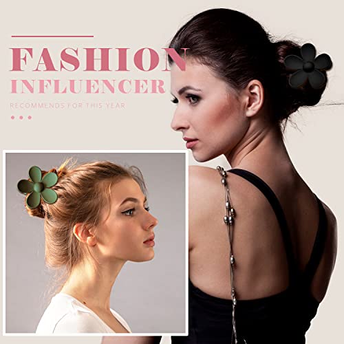 Flower Claw Clip, Large Flower Hair Clips For Women 6 Pcs, Big Cute Flower Clips For Girls Thick Hair, Matte Flower Clips Non-Slip Strong Hold For Thin Hair 6 Colors #TOP4