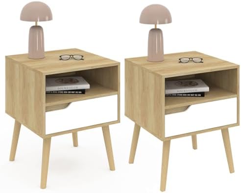 IDMarket - Lot de 2 Tables de Chevet Helsinki scandinaves Bois et...