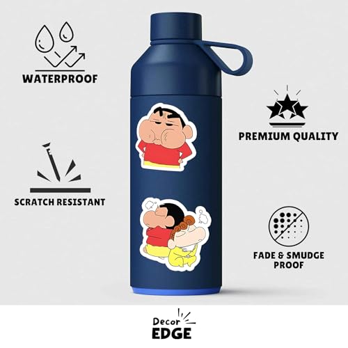 Image of Pack of 30, Shinchan Themed Laptop Sticker, Self Adhesive Vinyl Sticker Pack, Scratch Resistant - Multicolored Stickers for Journal, Laptop, Guitar, Mobile - Waterproof Residue Free