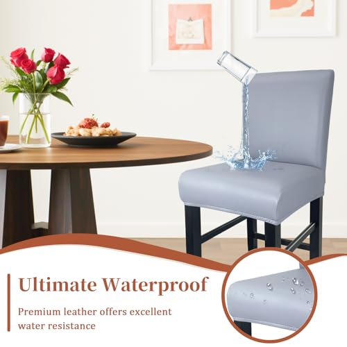 Image of PU Leather Bar Stool Covers with Backs Waterproof Bar Stool Chair Covers