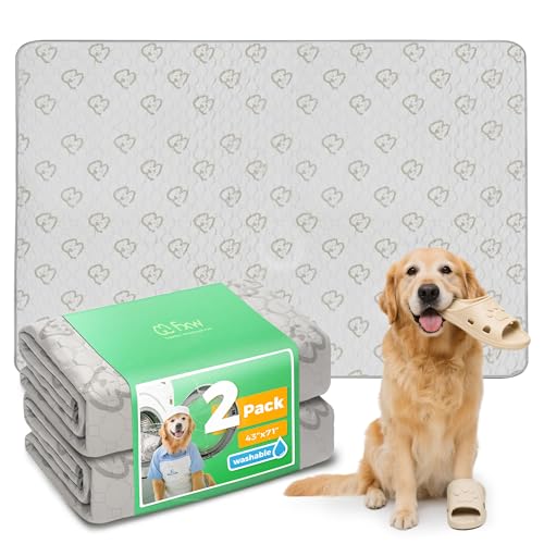 Image of FXW Washable Pee Pads for Dogs, Leak-Proof & Non-Slip, Specifically Designed for FXW Rollick /Homeplus 32 /40 /45inch 6 Panels Dog Playpen, 43 inch x 71 inch Rectangle, Khaki, 2 Packs