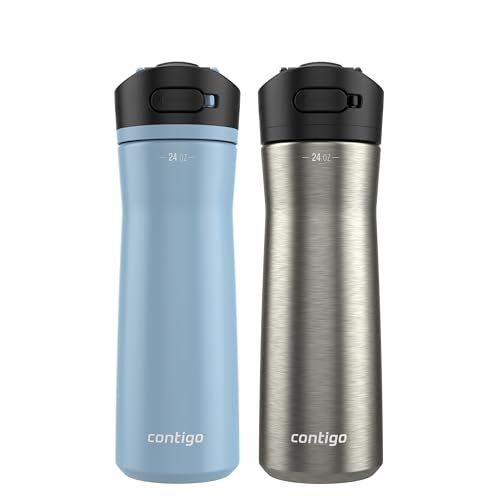 Image of Contigo Ashland Chill 2.0 Water Bottle, 24 oz, 2-Pack, Glacier; Stainless steel w /Licorice