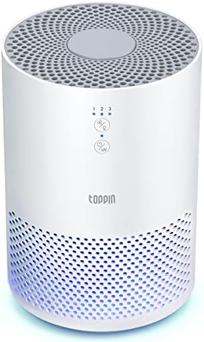 TOPPIN HEPA Air Purifiers for Home Pets Hair-for Bedroom with UV Light, Air Purifier For Dust Odors Smoke Pollen Eliminate Dander Airborne Contaminants Air Cleaner For Office, TPAP002, White