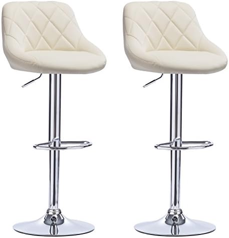 WOLTU Bar Stools Dark Grey Bar Chairs Breakfast Dining Stools for Kitchen Island Counter Bar Stools Set of 2 pcs Velvet Exterior, Adjustable Swivel Gas Lift, Steel Footrest & Base