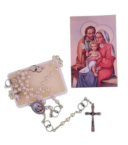 Rosario de la Sagrada Familia con estampa con oración para bautizos y comuniones 3