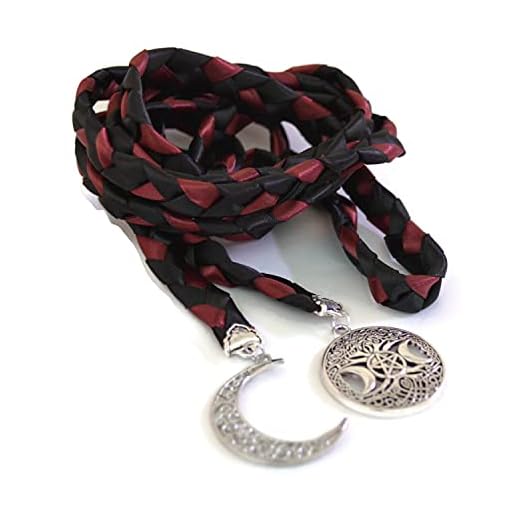 Divinity Braid Black Burgundy Triple Moon Goddess Wedding Handfasting Cord #Wedding#DivinityBraid #Celtic #Handfasting #Wedding #Pagan #HandfastingCord, HF-020