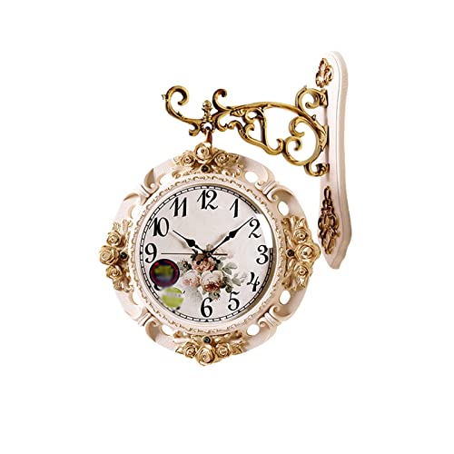 HUIBBGO Reloj colgante de doble cara, reloj giratorio 3D con silencio, lujoso, elegante y decorativo para colgar en casa, sala de estar, porche, reloj, decoración artística