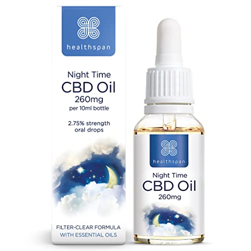 Healthspan 260mg Night Time CBD Oil Drops | with Chamomile, Hops, Lavender and Lemon Balm | Vegan