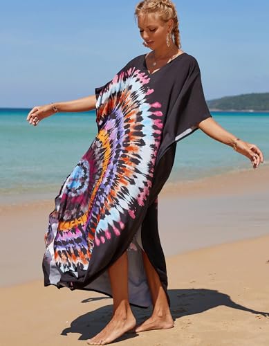 Image of NFVNKJ Women's Plus Size Beach Lounge Kaftan Maxi Dress Swimsuit Coverup for Women