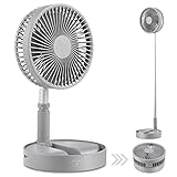 Desk and table fan, Air Circulator Fan Portable Travel Mini Fans Battery Operated or USB Powered,Adjustable Height from 14.2 inch to 3.3ft as Pedestal stand floor Fan, 4 Speed Settings (Grey)