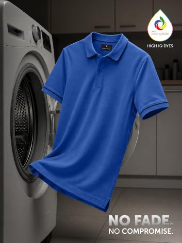 Image of XYXX Men's Apex Mercerized Cotton Striped Collar Pique Polo T-Shirt
