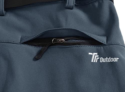 Tbmpoy Men's Snow Ski Waterproof Fleece Lined Pants Outdoor Hiking Mountain Softshell With Belt 01 Thick Grey Xxl #TOP4