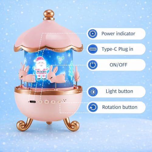 Image of One94Store Night Light Rabbit Sky Projector for Kids - 360 Rotating Lamp with 6 Films, 5 Colours, USB Operated, Bedroom & Office Decor, Birthday Gift for Children