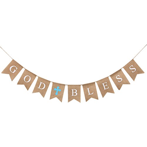 God Bless Baptism Banner By Watinc, Communion Party Banner, Christening Decoration Kit For Wedding, Baby Shower Party, First Communion (Blue) #TOP26