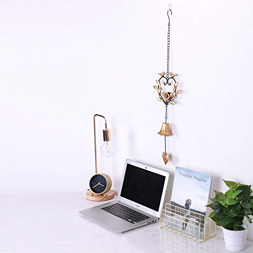 Yarshopy Antique Metal Bird Wind Chime, Portable Floral Heart Shaped Wind Bell With Hook And Wave, Decorative Chime With Musical Sound For Garden, Patio, Balcony, Gold #TOP3