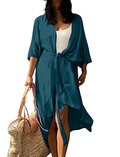 Image of Bsubseach Stylish Tie Dye Open Front Long Kimono Swimsuit Coverup for Women | Loose Fit Boho Style Bathing Suits Cardigans,Summer Causal Resort Wear