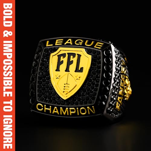Image of TrophySmack Fantasy Football Stunna Championship Ring - Size 12 FFL Ring (Black /Gold Finish)