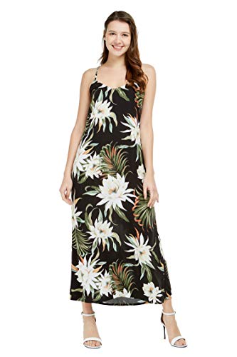 Image of Family Matching Hawaiian Clothes, Wispy Cereus Black | Lightweight 100% rayon • Family matching outfits • Tropical floral print • Beach vacations • Luaus • Cruises • Family photos