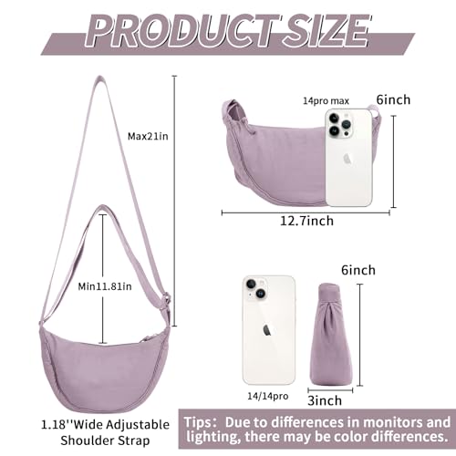 Image of Nylon Crescent Crossbody Bag for Women Purses Trendy Men,Small Travel Sling Bag Hobo