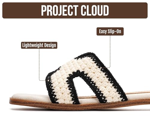 Image of Project Cloud 100% Genuine Leather Sandals for Women 2026 - Fashion Flat Womens Sandals with Memory Foam Insole Slides Sandals Women Footwear - Mules Women's Sandals (Jannel)