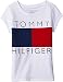 Tommy Hilfiger Big Girls Pieced Flag Tee, White/Red/Blue, Medium