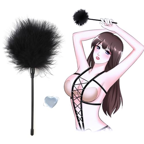 Image of Sextoys Feather Stick Stimulatators Broom for Bedroom Cleaning Black Feather Soft, Lightweight, Comfortable and Smooth -Q