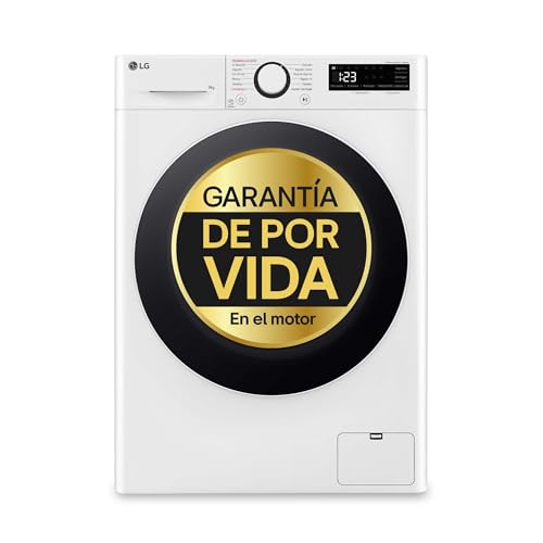 LG F2WR5S09A0W - Lavadora Inteligente, 9kg, AI Direct Drive, 1200rpm, Carga Frontal, Algodón Turbo, Vapor Steam, Fondo Reducido, Clasificación A, Serie 500 Slim, Blanco