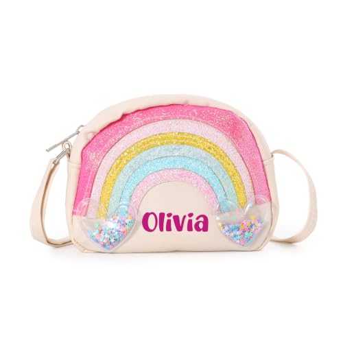 Image of Personalized Purse, Rainbow Glitter Custom Name Crossbody Bag