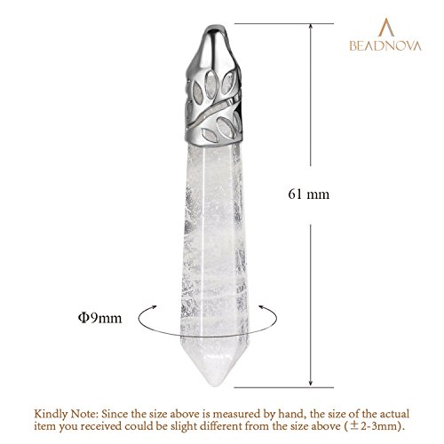 Beadnova Healing Crystal Necklace For Women Men White Quartz Pendant Energy Healing Gemstones Jewelry Pendulum Crystal Divination (Hexagonal, 18 Inches Stainless Steel Chain) #TOP2