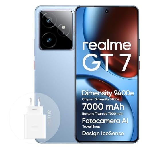 realme GT 7 Smartphone 5G 12+256 GB, chipset di punta Dimensity 9400e, batteria Titan da 7000 mAh, display da 6000 nit, fotocamera IMX906 OIS da 50 MP, AI Planner, IP69, IceSense Blu