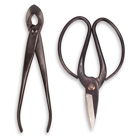 BambooMN Bonsai Basics Set - 8" Concave Cutter, 7" Heavy Duty Shear - 1 Set Cover