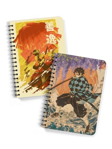 Image of ComicSense.xyz Anime Sketchbook Nichirin Warrior, Thunder Breathing Printed A5 Spiral Drawing Sketch Book Unruled for Kids Students Gift (Pack of 2)