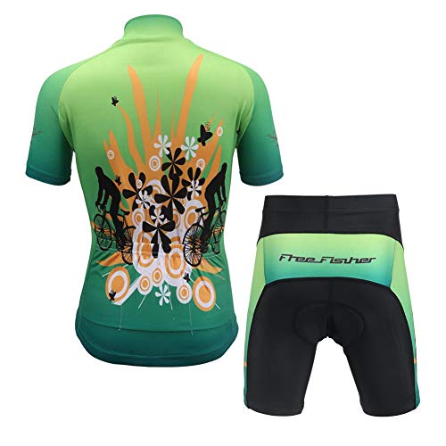 Free Fisher Cycling Jersey Kids,Short Sleeve Cartoon Road Mountain Bike Jersey Set/Top/Short For Girls Boys Breathable,Set Shadow,9-11 Years #TOP1