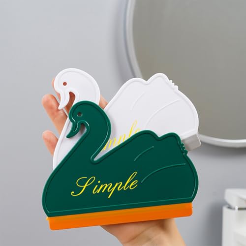Image of Squeegee Bathroom Glass Door Cleaning Scraper with Hanging Hook, Silicone Mini Kitchen Countertop Squeegee, Water Wiper Scraper for Sink Tiles Cleaning Tools (Swan 2PCS)